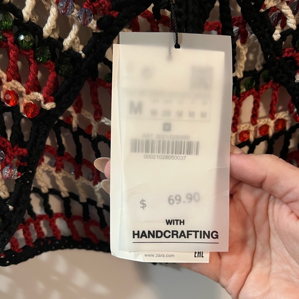 NWT Zara Beaded crochet shirt - Picture 9 of 10